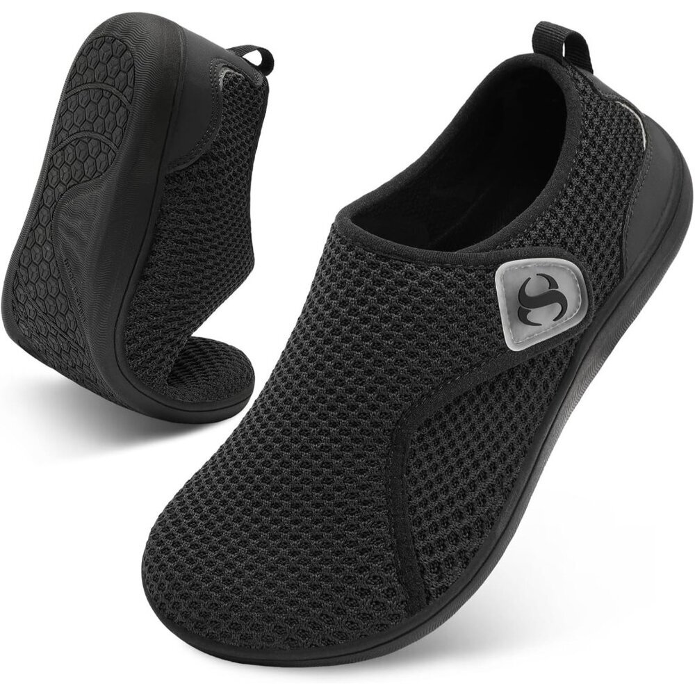〽️Women's Comfortable Walking Shoes Black Breathable Sneakers Closed Toe Pull On